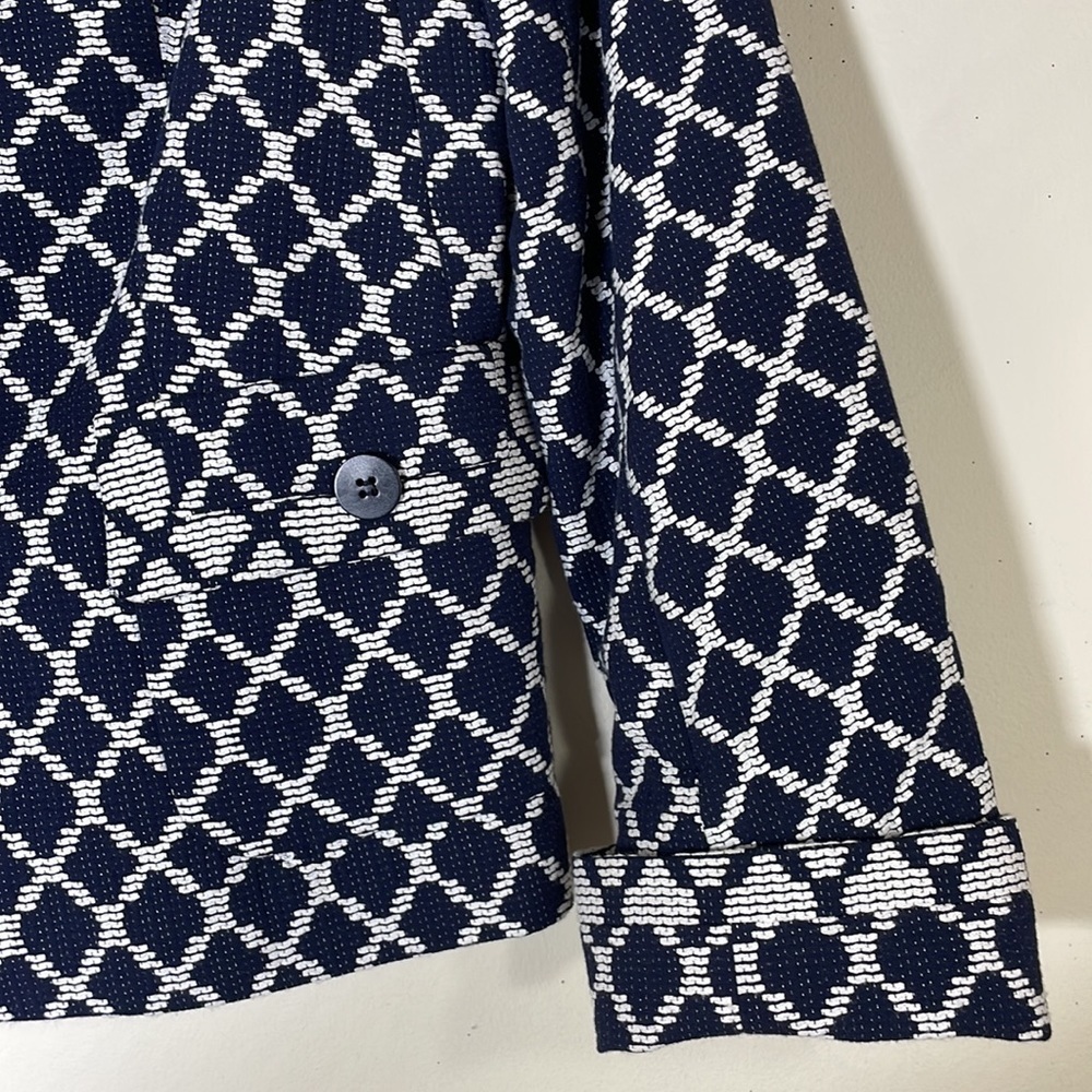 NWT. Talbots 8 Navy White Tweed Three-Button Blazer. - Picture 5 of 11